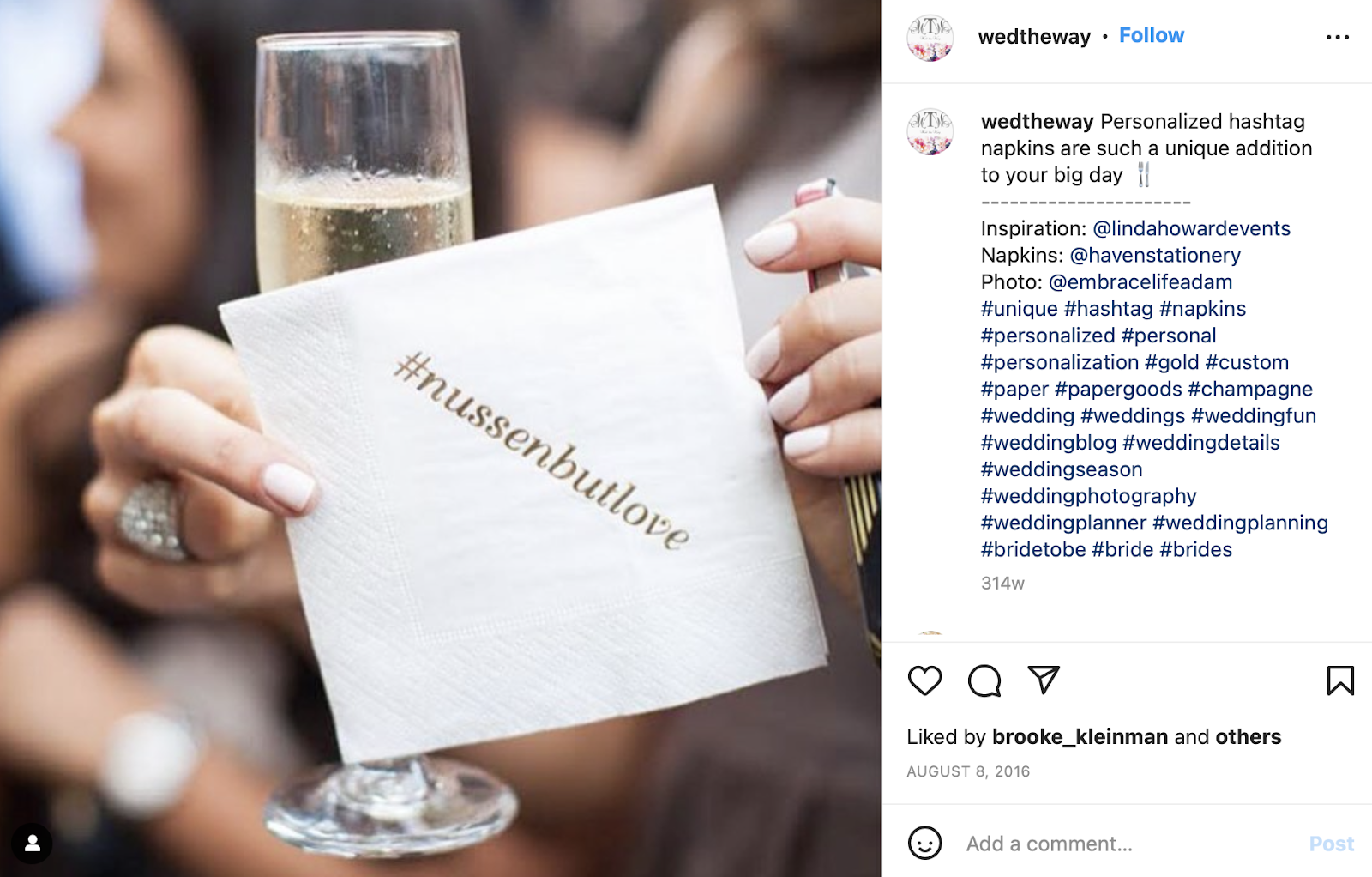 hashtag on wedding napkin items