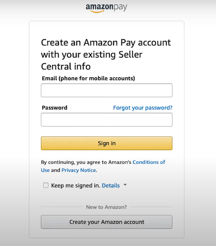 Đăng ký Amazon Pay