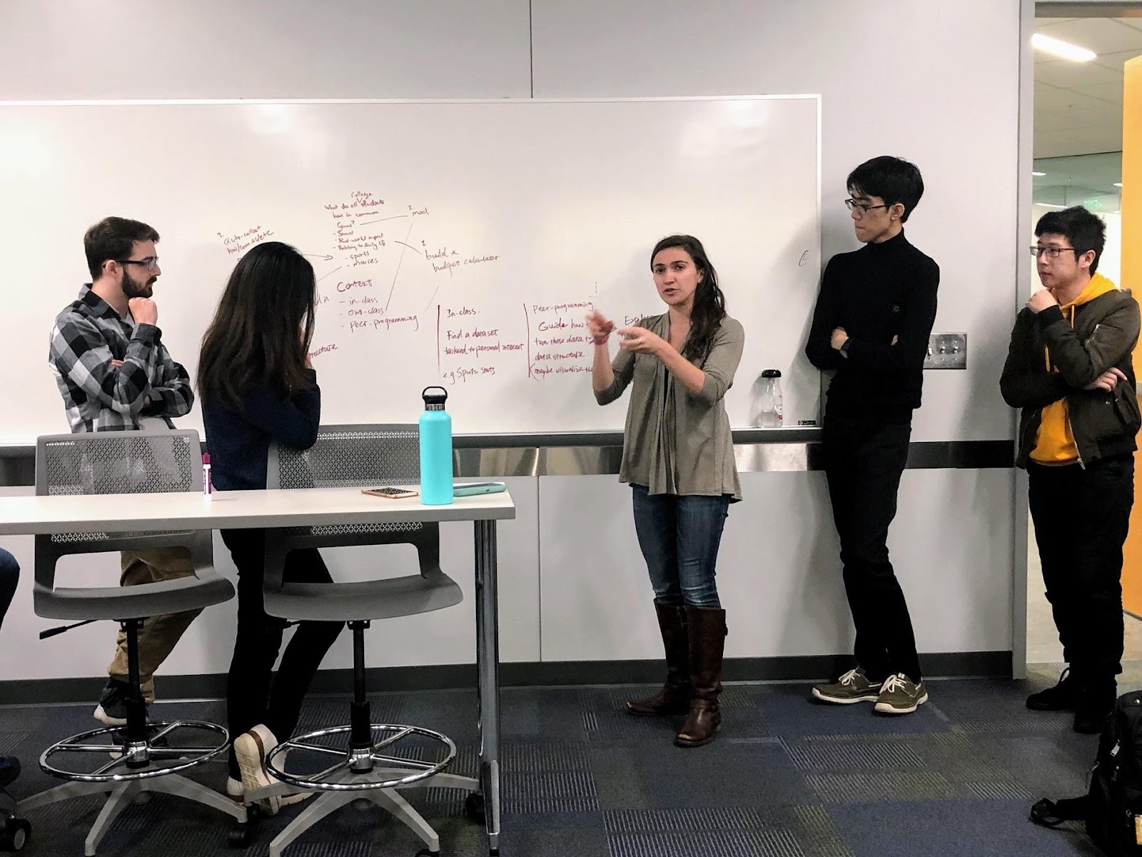 A group of students presents their work