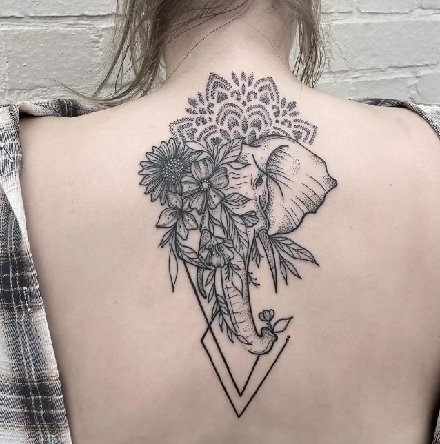 Elephant Spine Tattoos For Women