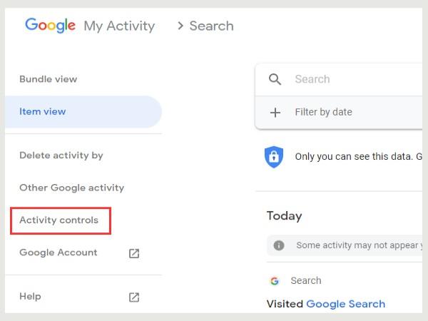  کنترل‌ فعالیت ها (Activity Controls) را انتخاب کنید. 