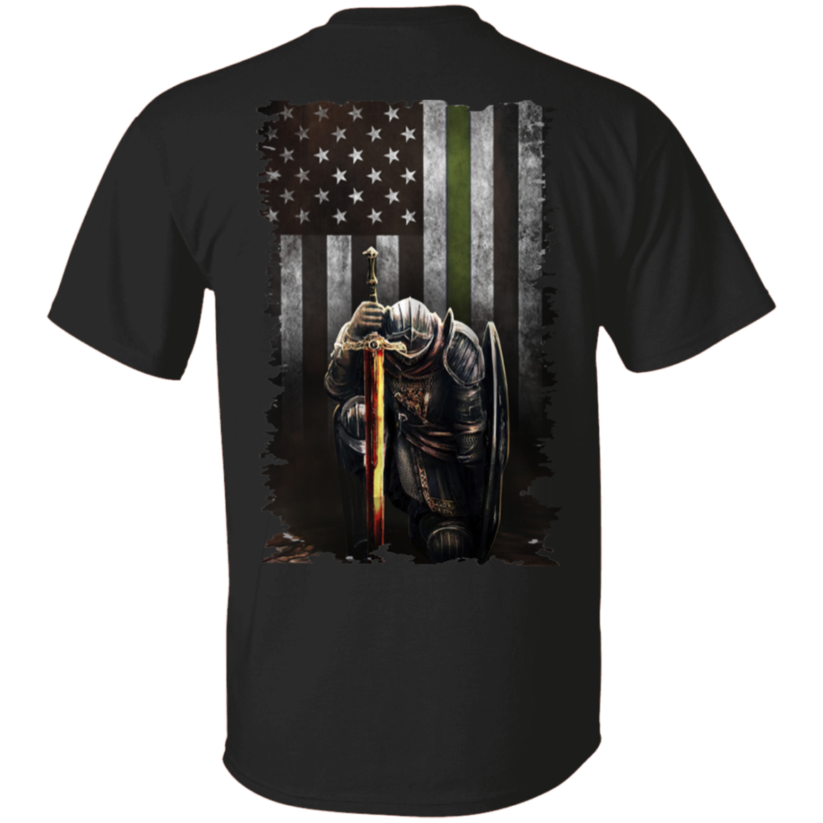Thin Green Line Flag Shirt Knight Templar Patriotic Army Gifts For Army Veterans