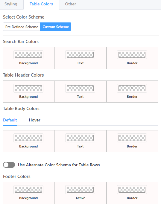 color customizing a WordPress table