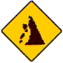 Warning sign - Danger of falling
rocks