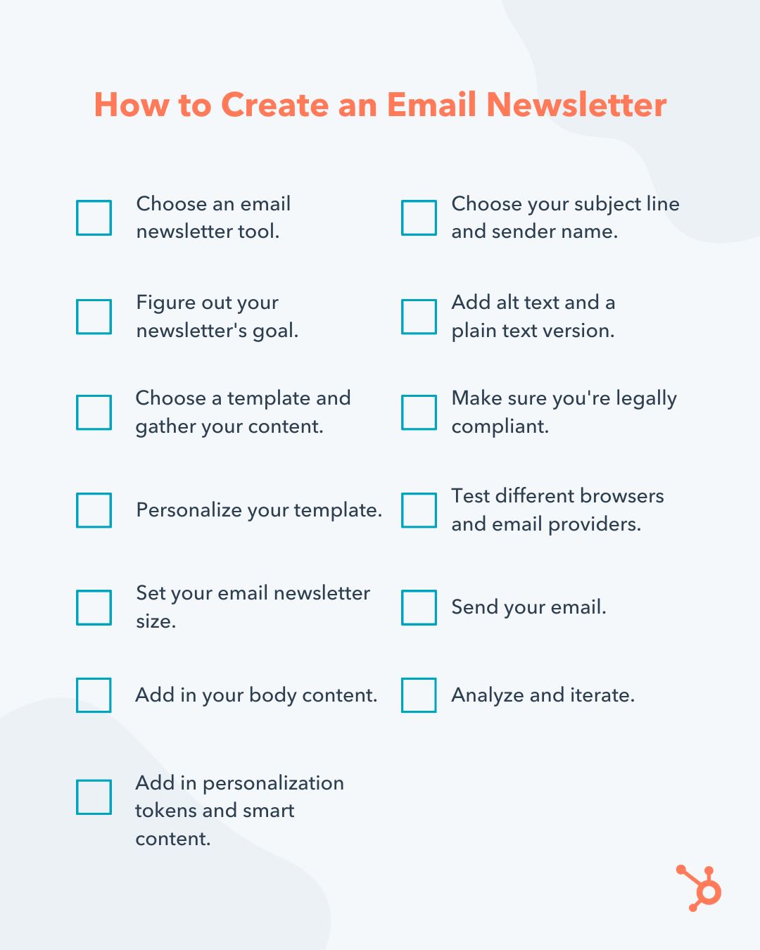 create a newsletter; graphic showing tips on creating a newsletter