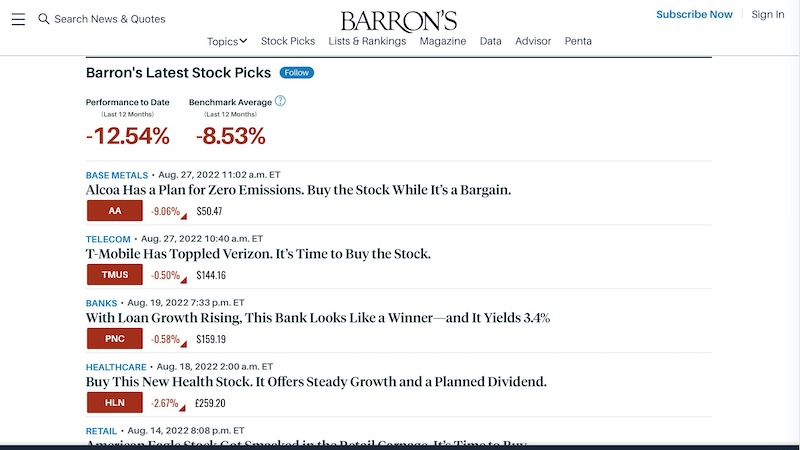 Barron's stock picks