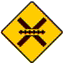 Warning sign - Level crossing ahead,
unguarded by gates
or lifting barrier