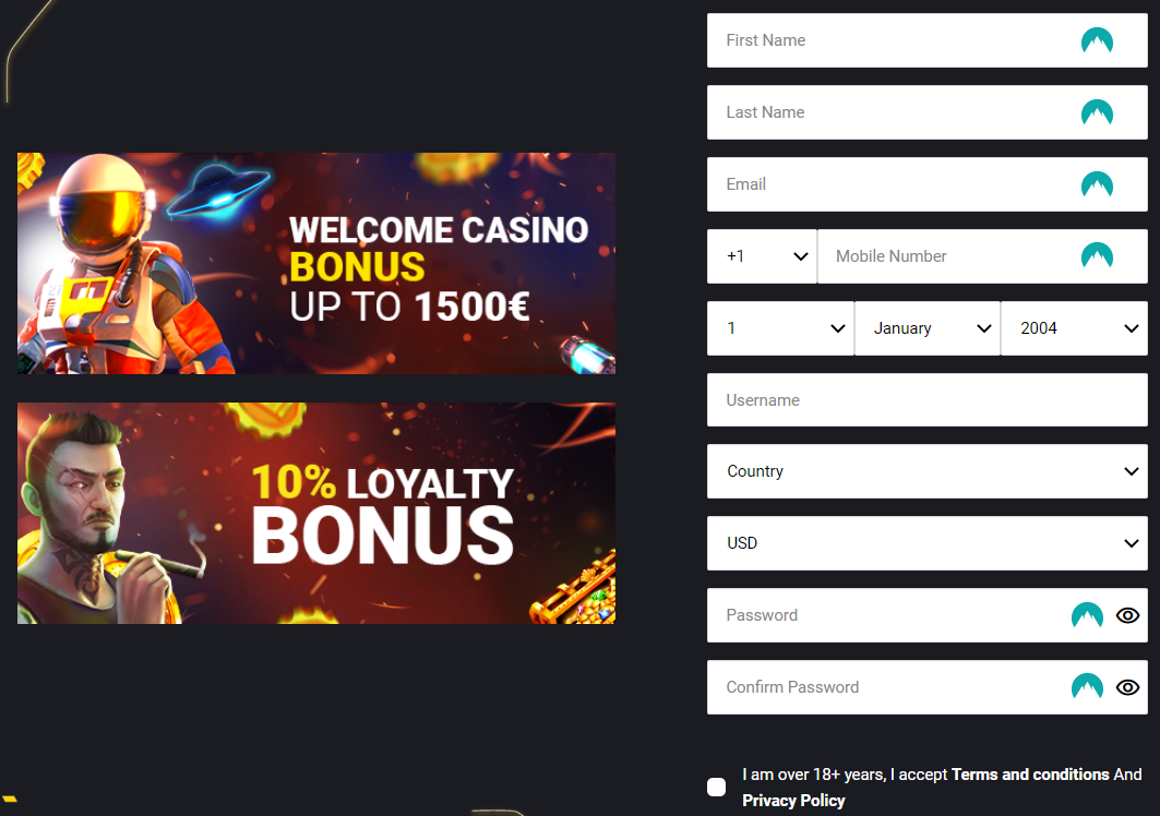 Processus d'inscription FreshBet Casino