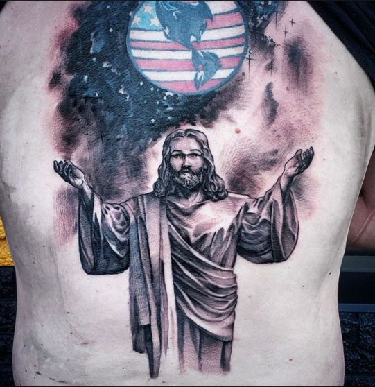 Lovely Jesus Tattoo Full Back