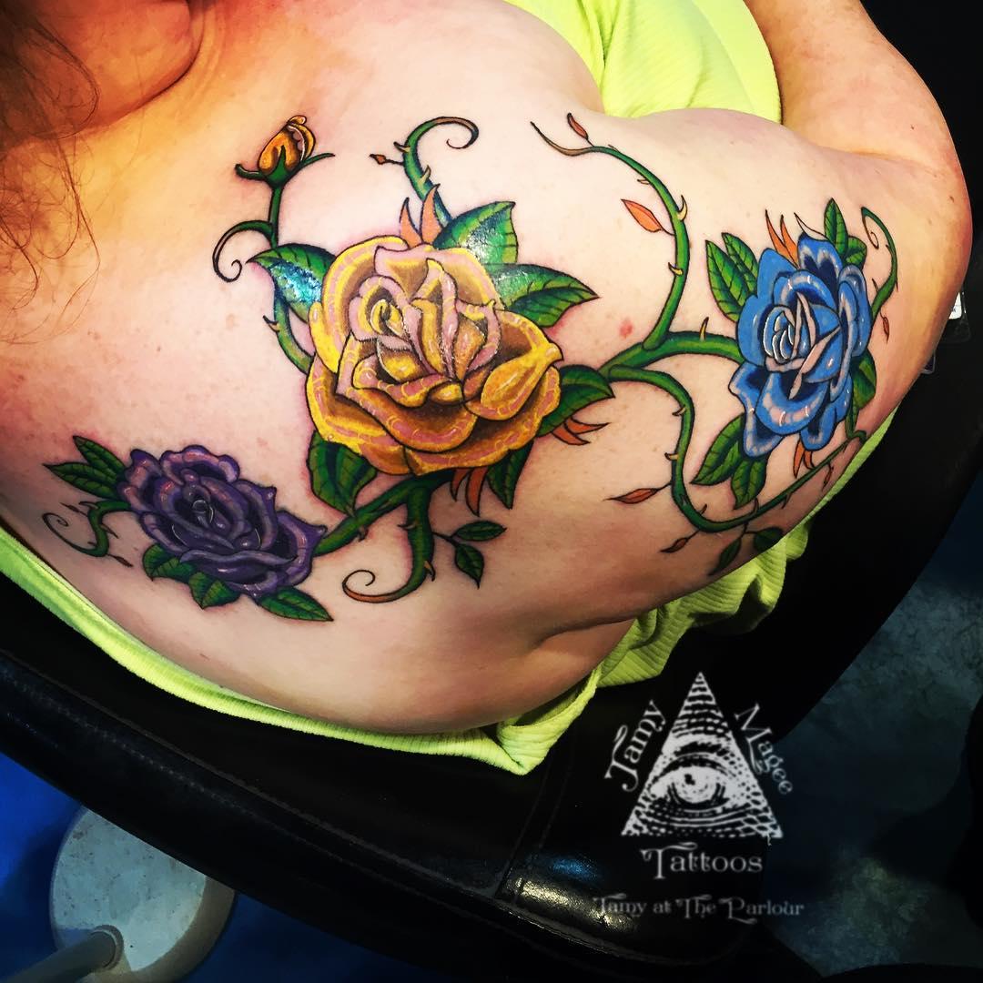 Vine tattoo ideas with Blue Rose