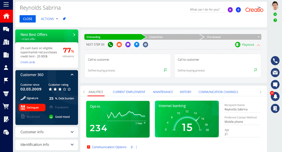 Creatio dashboard