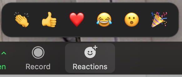 Zoom meeting reactions