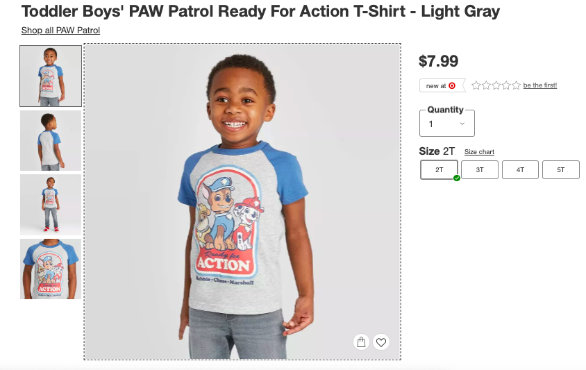 Boy in a Paw Patrol tshirt