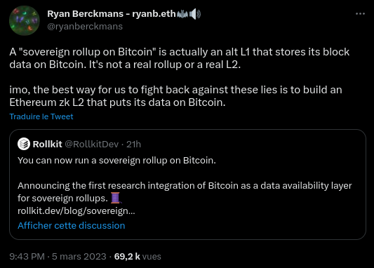 Rollkit's value proposition is far from unanimous.  Evidenced by this tweet from Ryan Berckmans who expresses his opinion on this project. 
