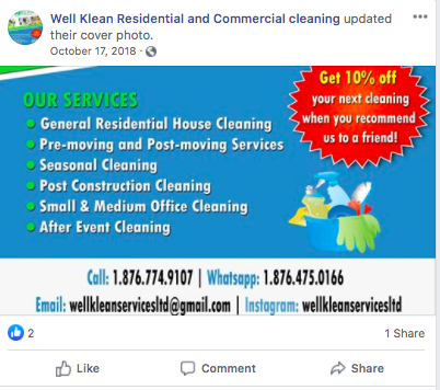 well klean residential and commercial cleaning ad example
