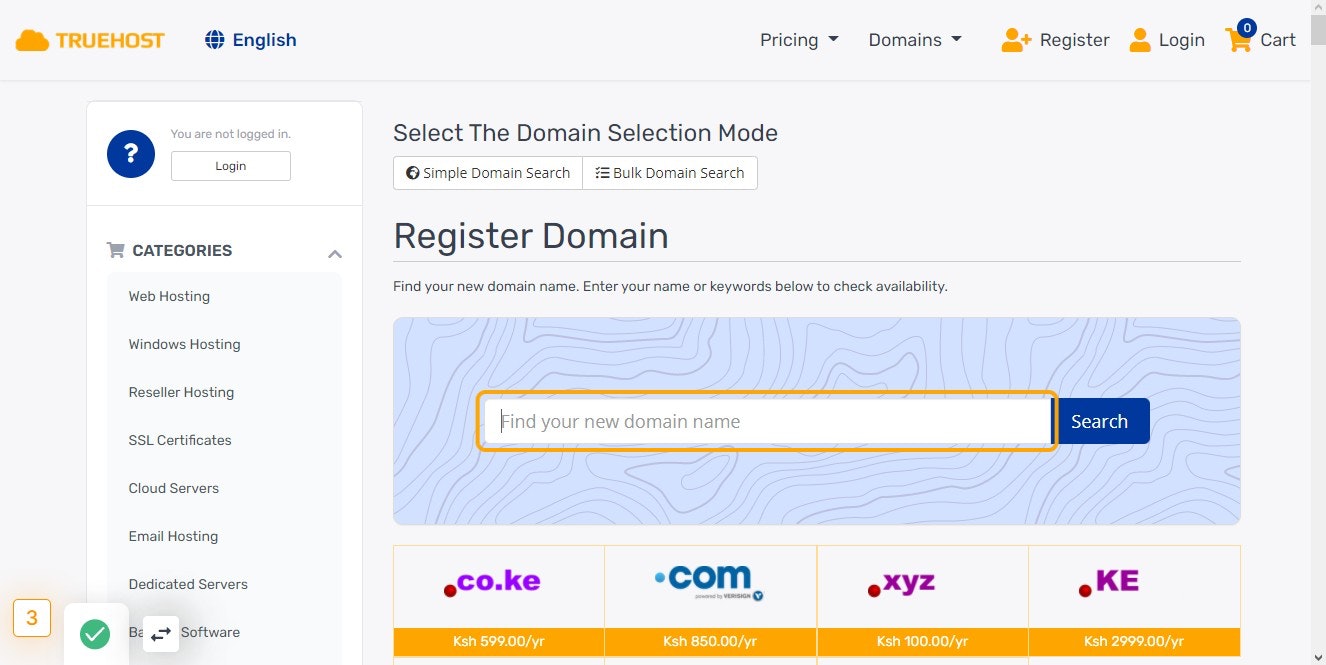 Click  Simple Domain Search