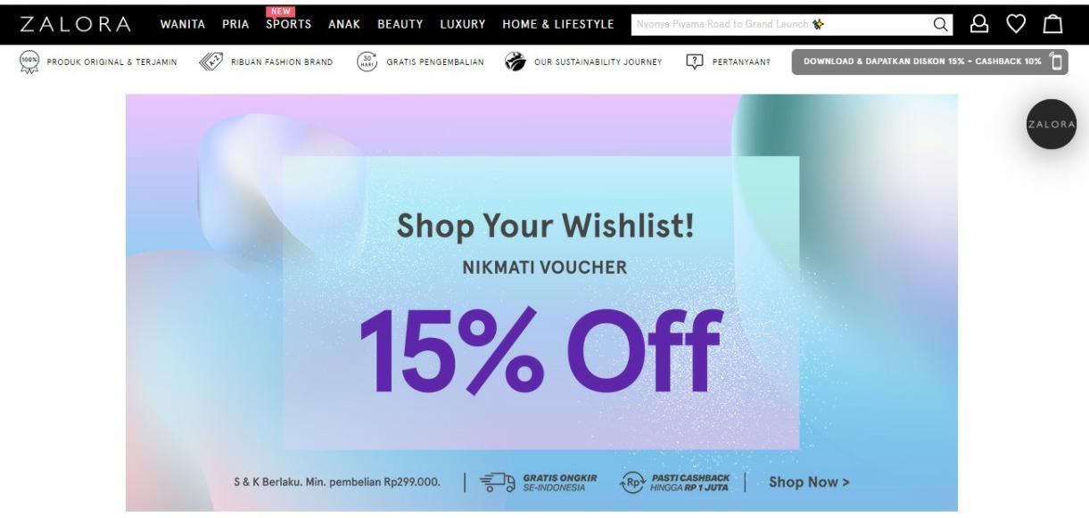 landing page Zalora