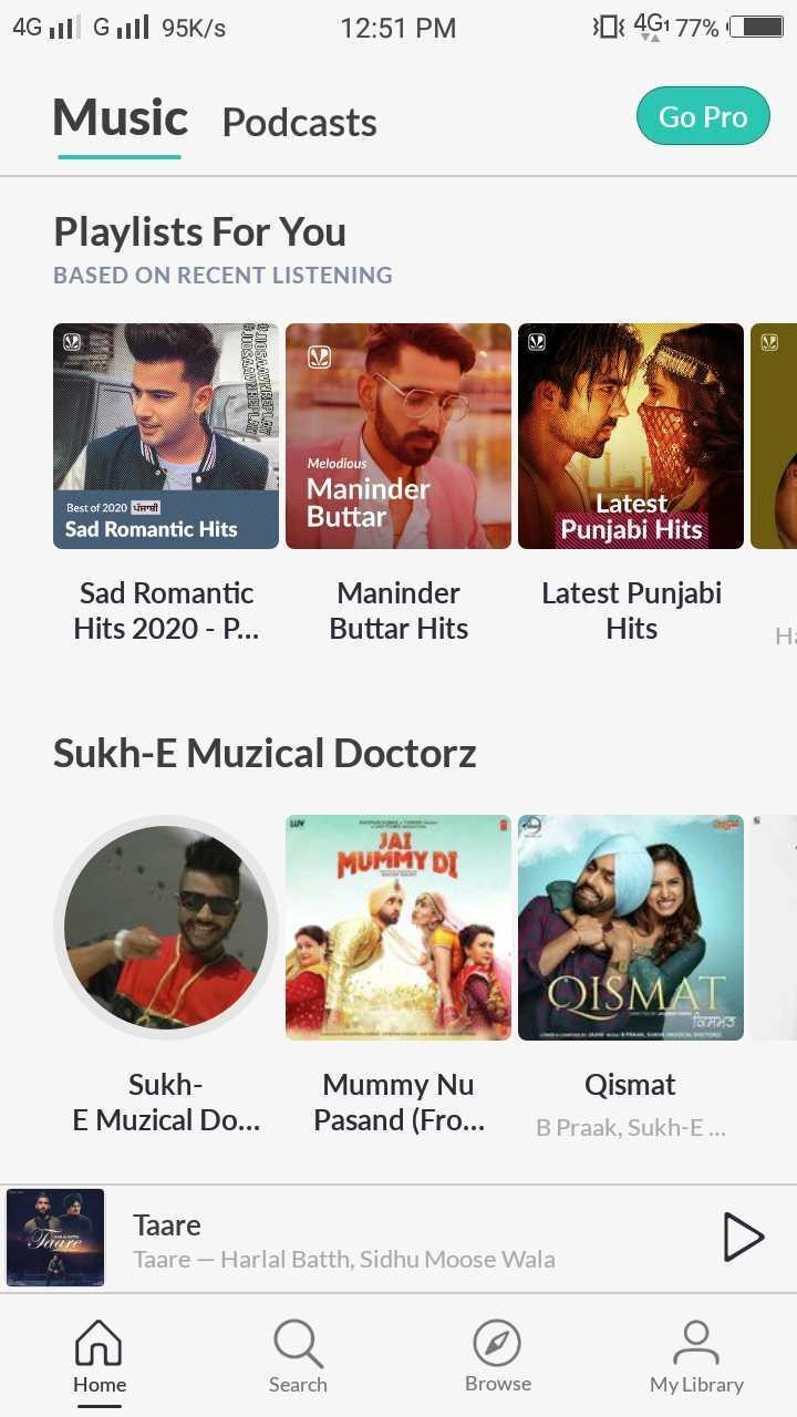 JioSaavn Home Screen