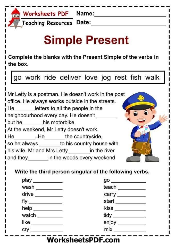 Present Simple | Aulas de inglês para crianças, Aulas de inglês, Primeiro  dia de aula