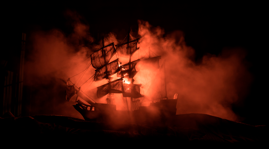 Barco en llamas