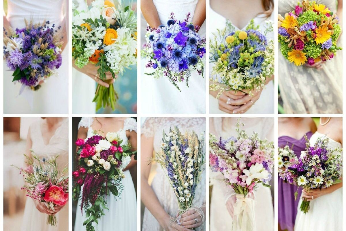 Свадебные букеты из полевых цветов