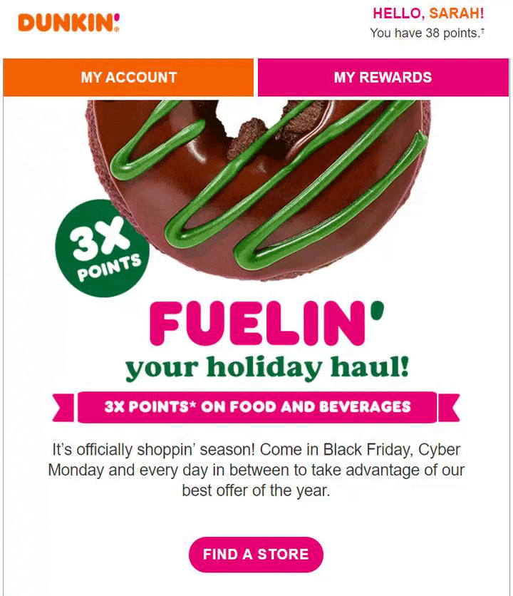 Dunkin email example