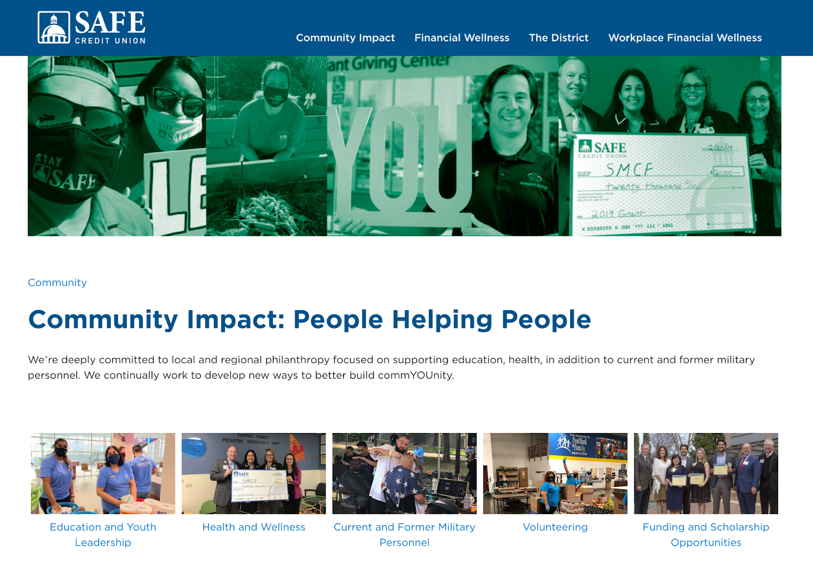 SAFE Credit Union's community page