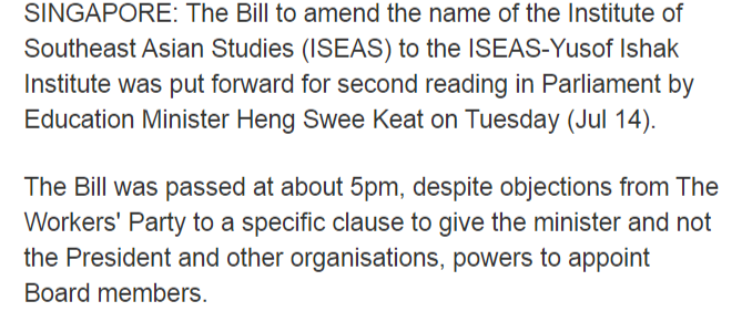 Bill passed to rename ISEAS in honour of Yusof Ishak   Channel NewsAsia.png