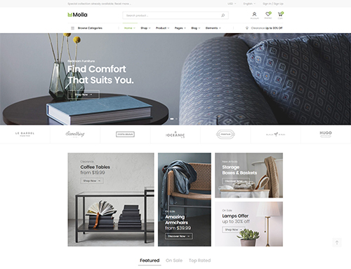 Magento book theme Molla