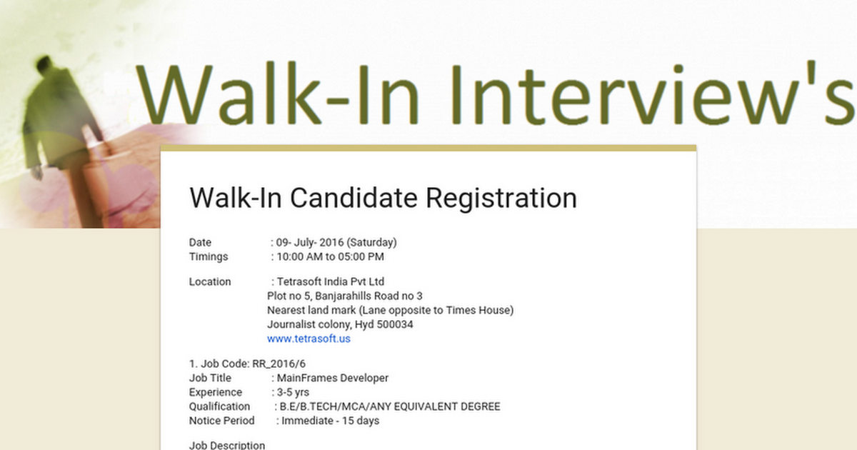 Walk-In Candidate Registration