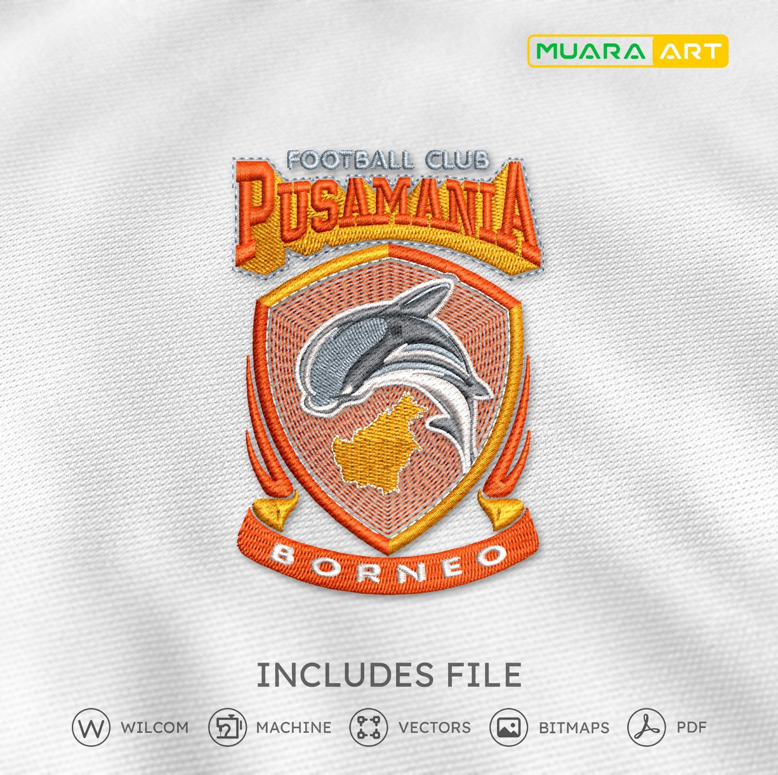 Desain Bordir Logo Pusamania Borneo FC (Samarinda)