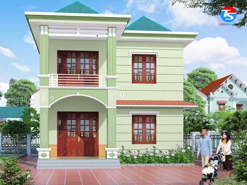 Sơn nhà với màu ghi xanh lơ + trắng xám