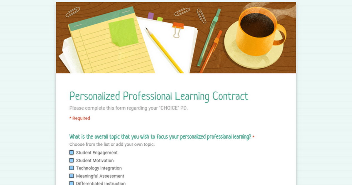 Personalized Professional Learning Contract