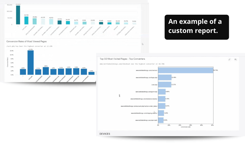 An example of a custom conversion rate report made by data scientist.