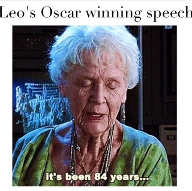 A long time coming: Others began Leonardo's acceptance speech in the same way that Titanic's Rose Dewitt Bukater started her story about how she met Jack Dawson