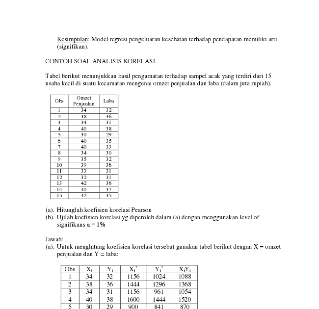 Contoh Soal Dan Jawaban Regresi Dan Kolerasi Sederhana