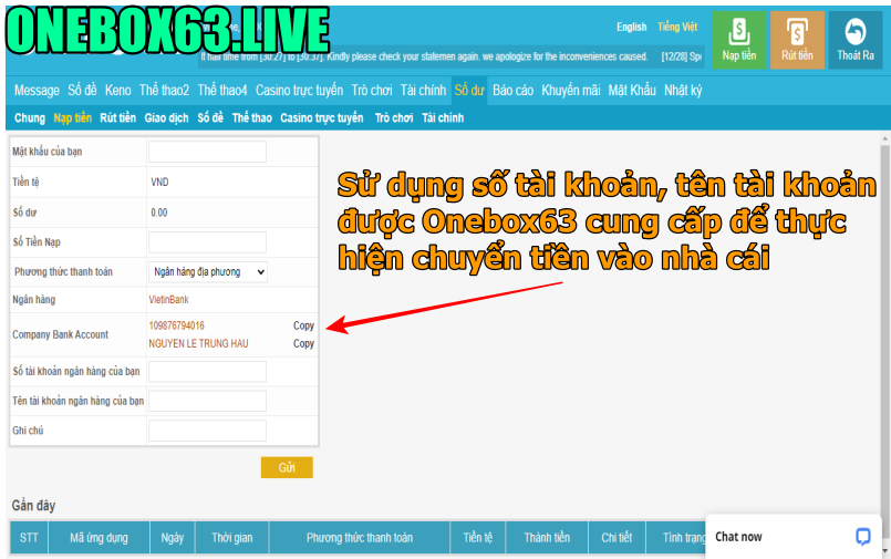Giới thiệu về Onebox63, Onebox63 có uy tín không, hướng dẫn nạp tiền, hướng dẫn điền thông tin làm lệnh nạp tiền,...
