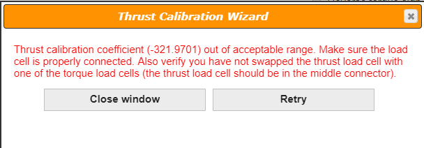 RCbenchmark software thrust calibration wizard