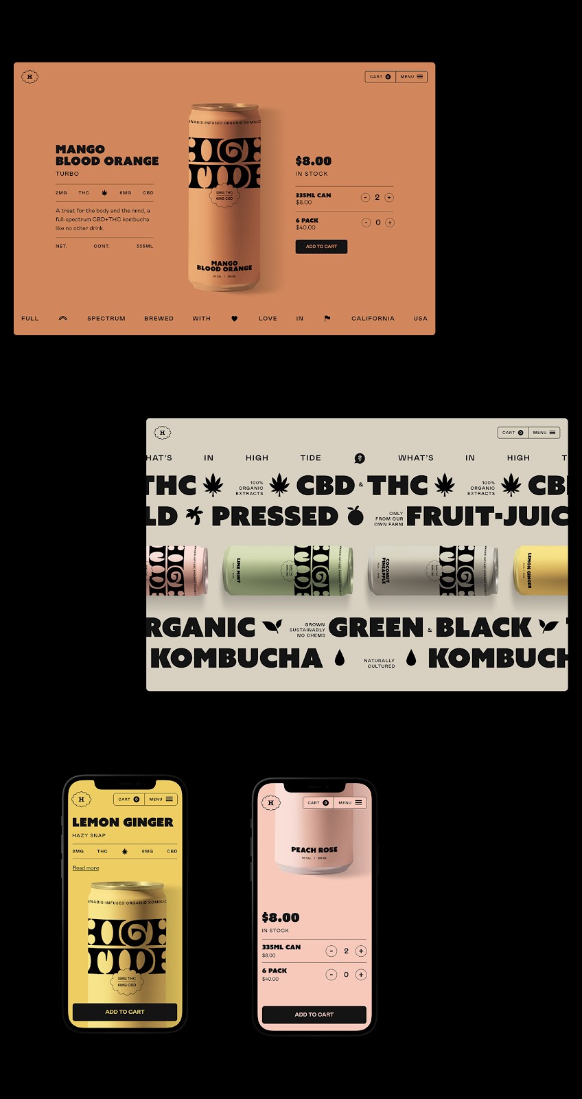 branding visual identity cannabis e-commerce graphic design  kombucha Packaging poster typography   visual identity Website