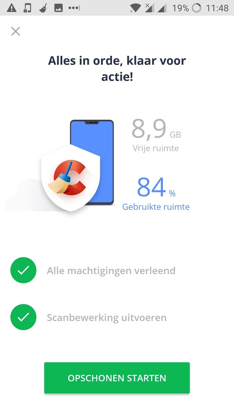 Opschonen starten