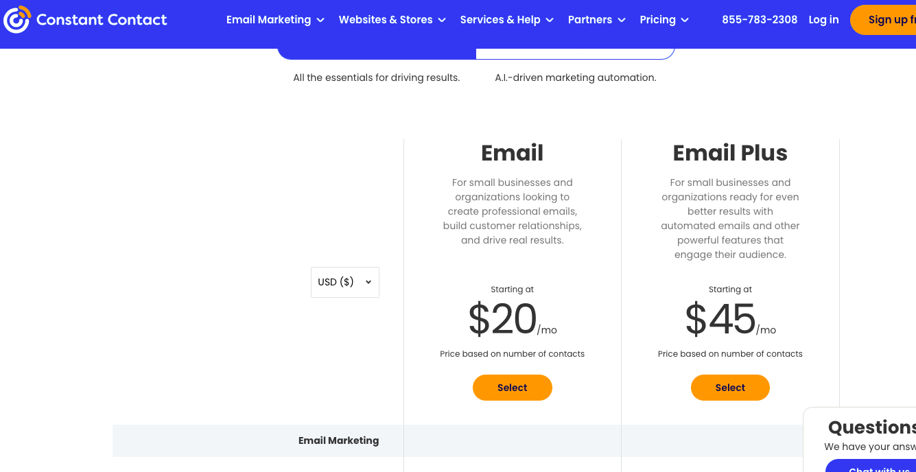 Constant Contact Pricing