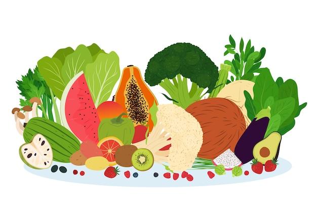 Fruit and vegetables background Free Vector