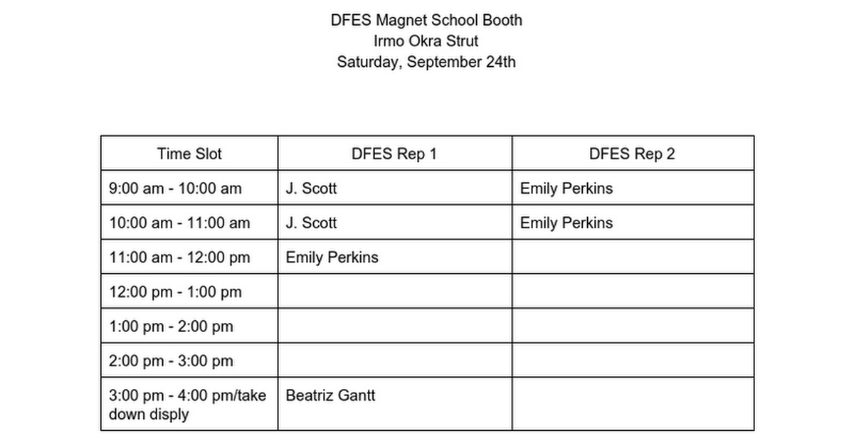 DFES Magnet School Booths @ Okra Strut