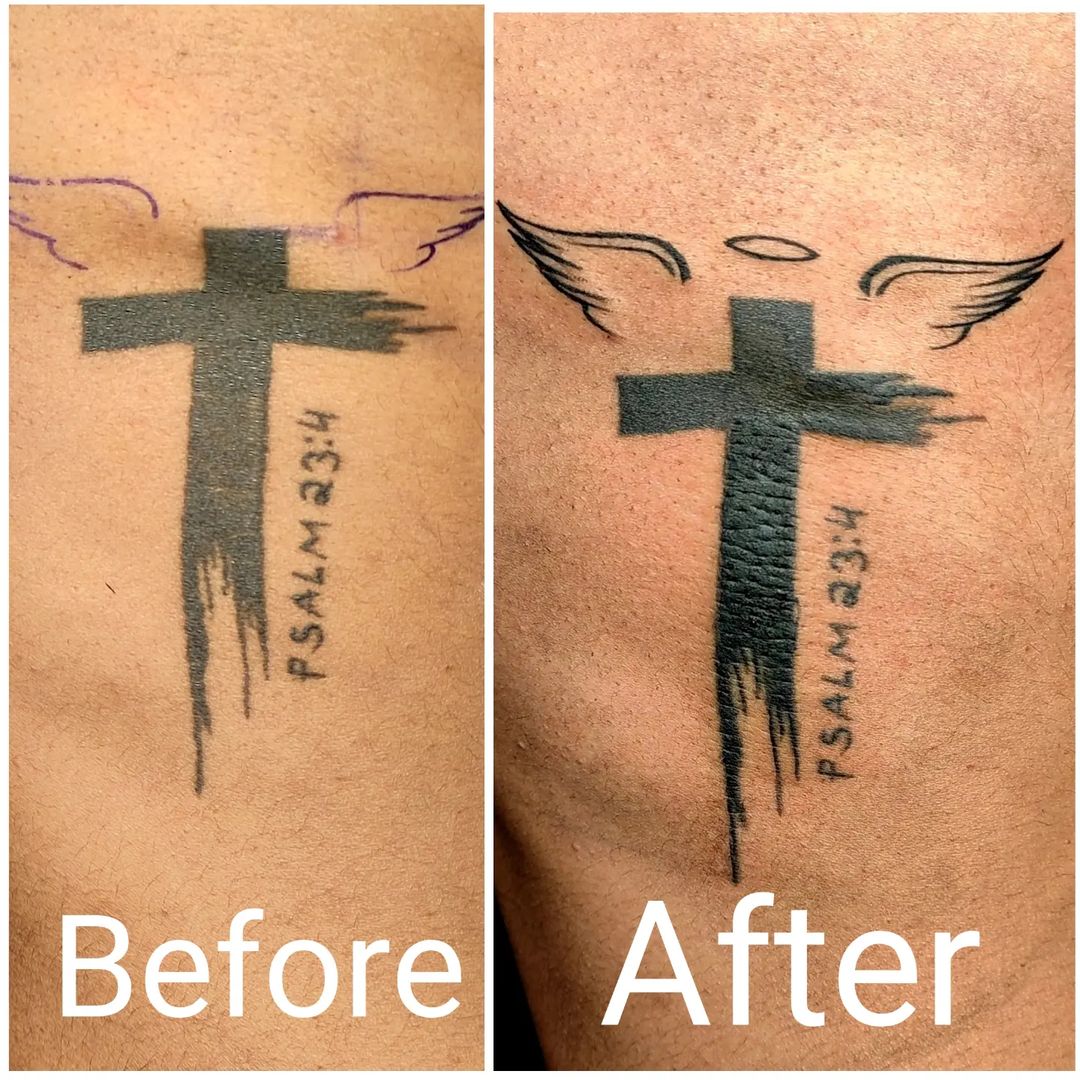 Repaired Cross Tattoo