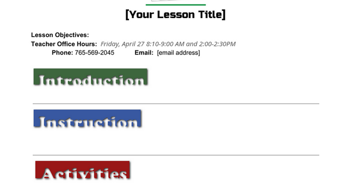 eLearning Lesson Template