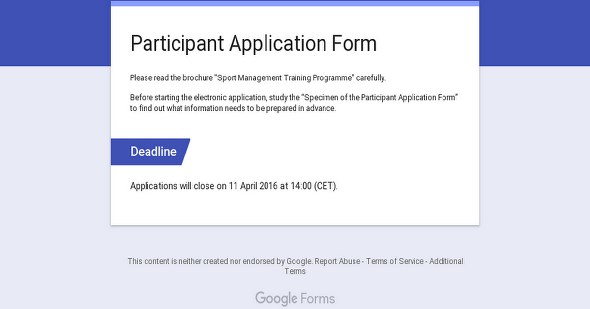 Participant Application Form