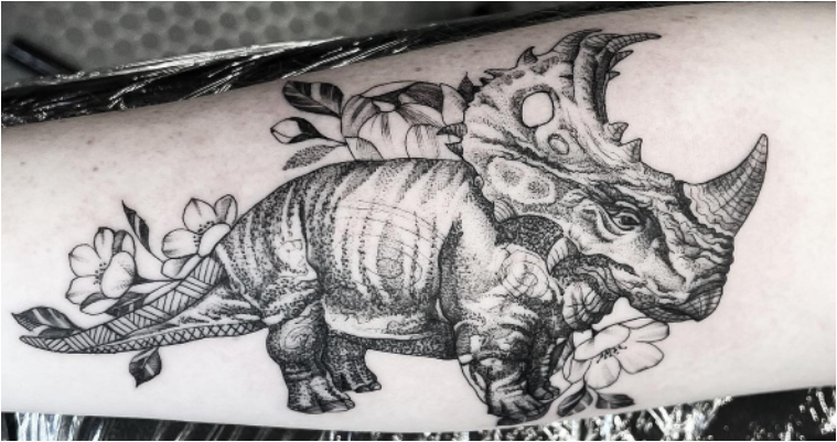 Ellen's Triceratops Tattoo