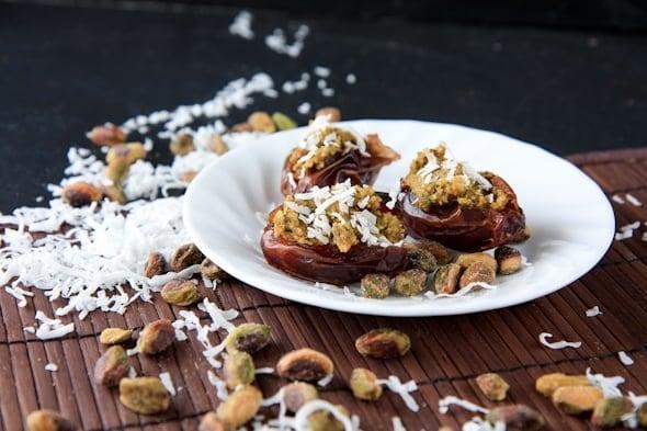 Coconut-Pistachio Stuffed Dates | Wholefully