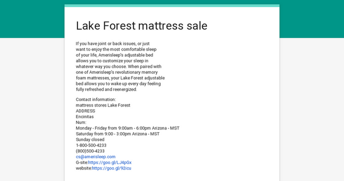 lake forest mattress stores