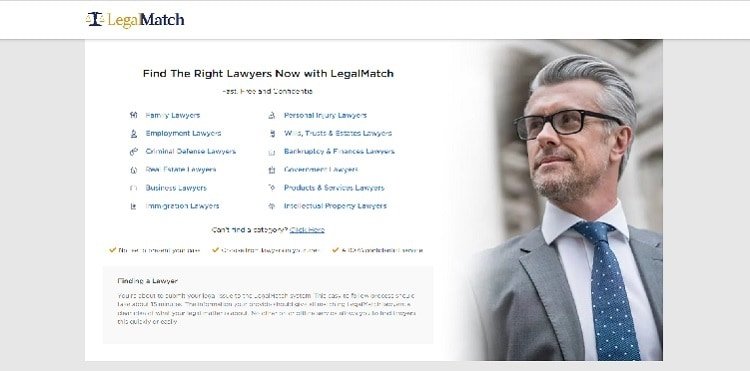 Página de publicación de LegalMatch
